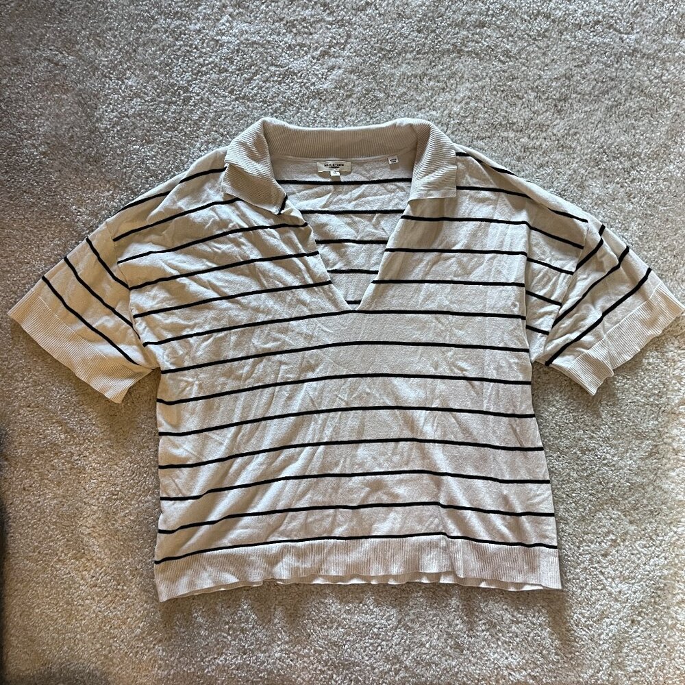 Max Studio Stripe Knit Polo Sweater, XL